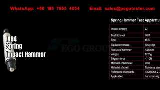 مطرقة زنبركية لاختبارات التأثير الميكانيكي من IK01 إلى IK07، من 0.14J إلى 2J